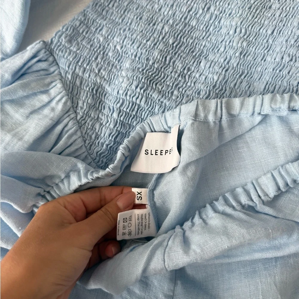 Sleeper Atlanta Light Blue Smocked Top and Shorts Set